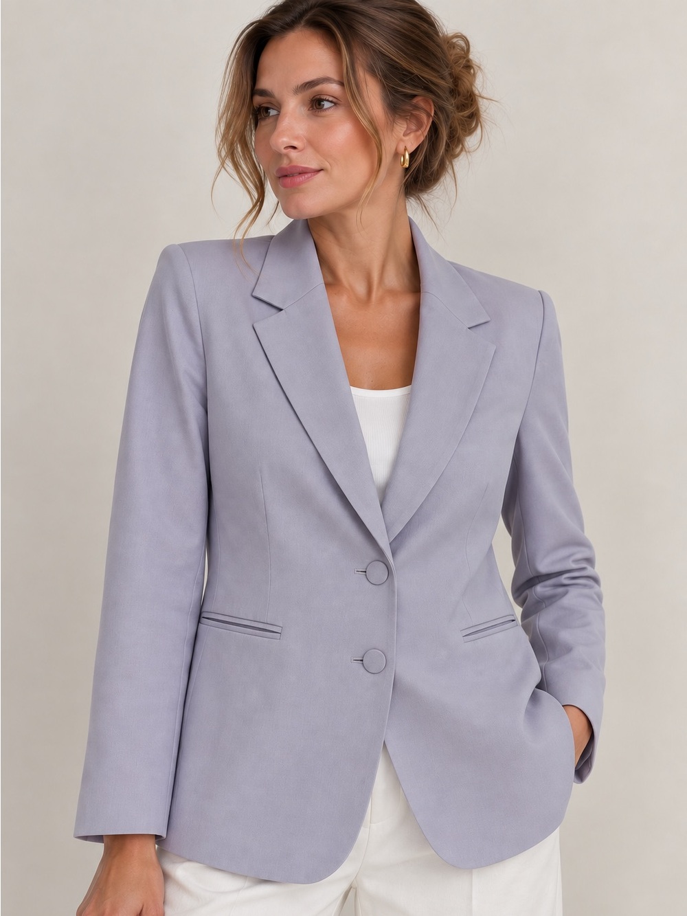 SHEIN Pastel Lilac Single-Button Blazer